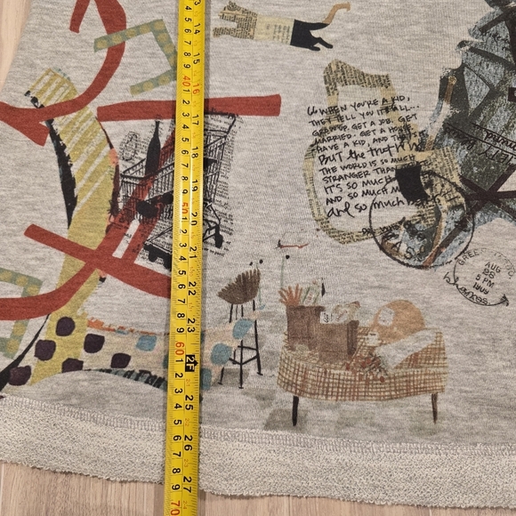 INOAH Cowl Neck Career Art Sweatshirt Size Medium 3/4 Bell Sleeve Grey. - Picture 10 of 10